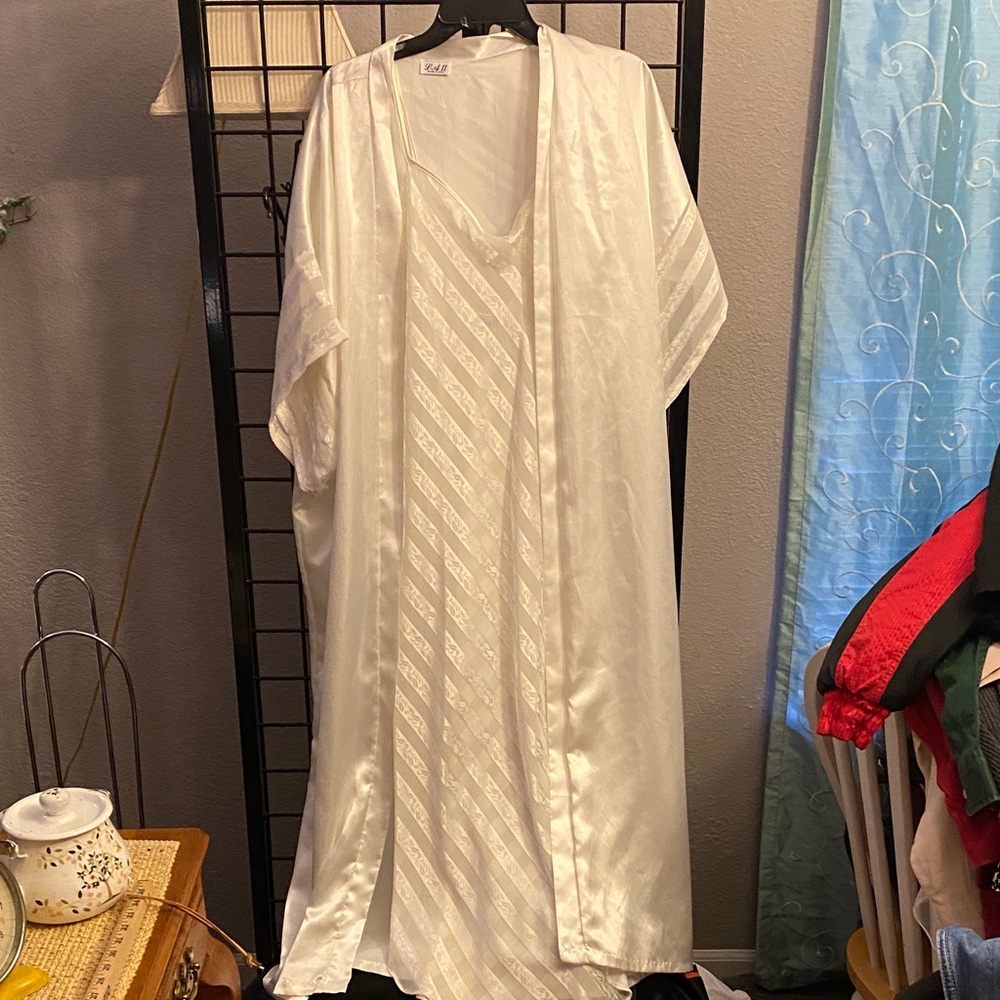 Elegant White Women's long gown and robe